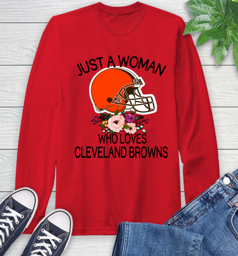 NFL Just A Woman Who Loves Cleveland Browns Football Sports Long Sleeve T-Shirt 9