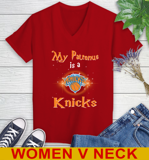 NBA Basketball Harry Potter My Patronus Is A New York Knicks Women's V-Neck T-Shirt 10