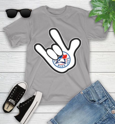 Toronto Blue Jays MLB Baseball Mickey Rock Hand Disney Youth T-Shirt 4