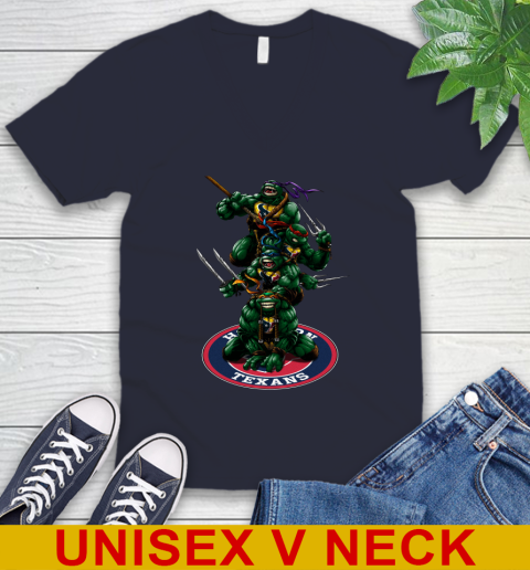 NFL Football Houston Texans Teenage Mutant Ninja Turtles Shirt V-Neck T-Shirt 3