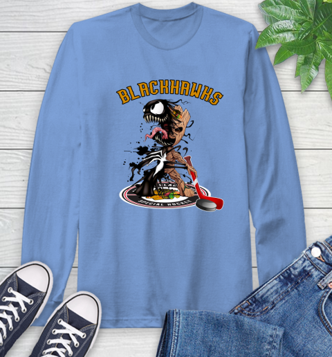 NHL Chicago Blackhawks Hockey Venom Groot Guardians Of The Galaxy Long Sleeve T-Shirt 11