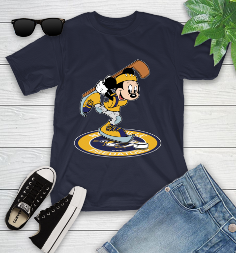 NHL Hockey Nashville Predators Cheerful Mickey Disney Shirt Youth T-Shirt 3