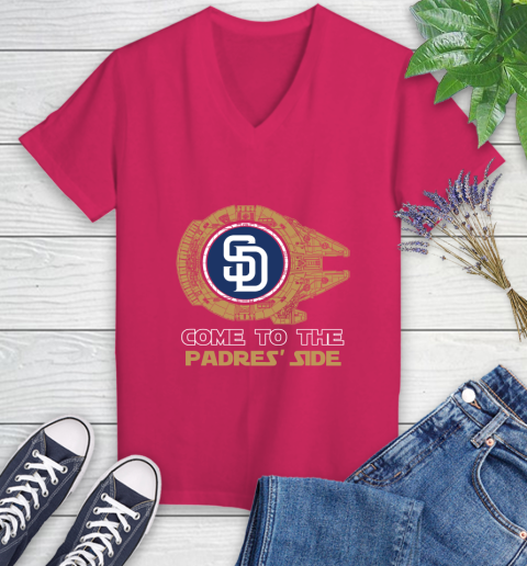 MLB Come To The San Diego Padres Side Star Wars Baseball Sports Women's V-Neck T-Shirt 9
