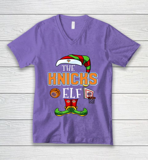New York Knicks Christmas ELF Funny NBA V-Neck T-Shirt 8
