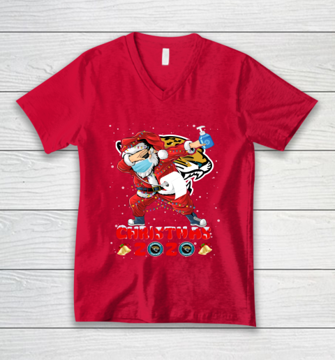 Jacksonville Jaguars Funny Santa Claus Dabbing Christmas 2020 NFL V-Neck T-Shirt 6