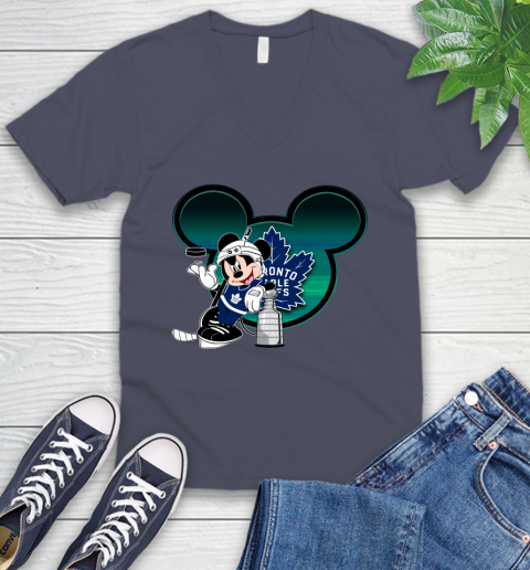 NHL Toronto Maple Leafs Stanley Cup Mickey Mouse Disney Hockey T Shirt V-Neck T-Shirt 9