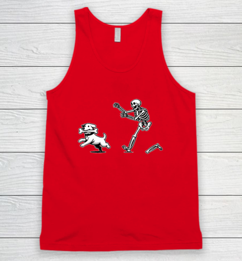 Halloween Dog, Funny Skeleton, Skeleton Chasing Dog Tank Top 4