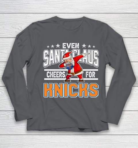 New York Knicks Even Santa Claus Cheers For Christmas NBA Youth Long Sleeve 6