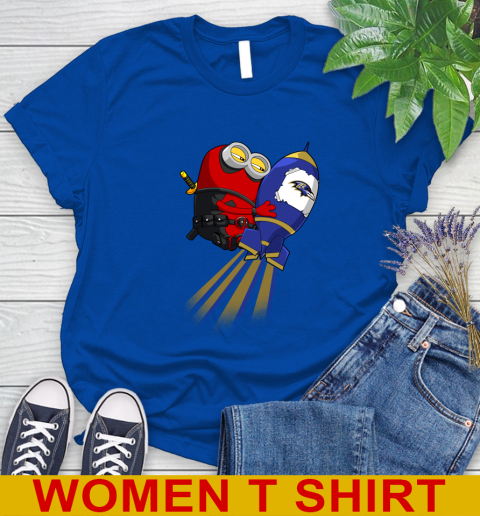 NFL Football Baltimore Ravens Deadpool Minion Marvel Shirt Women's T-Shirt 10