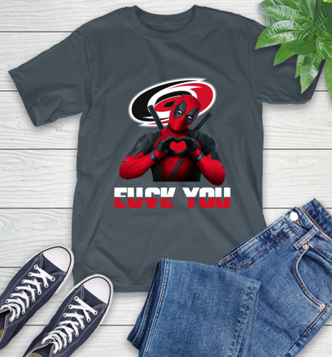 NHL Carolina Hurricanes Deadpool Love You Fuck You Hockey Sports T-Shirt 10