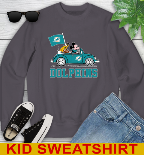 NFL Football Miami Dolphins Pluto Mickey Driving Disney Shirt Youth Sweatshirt 6