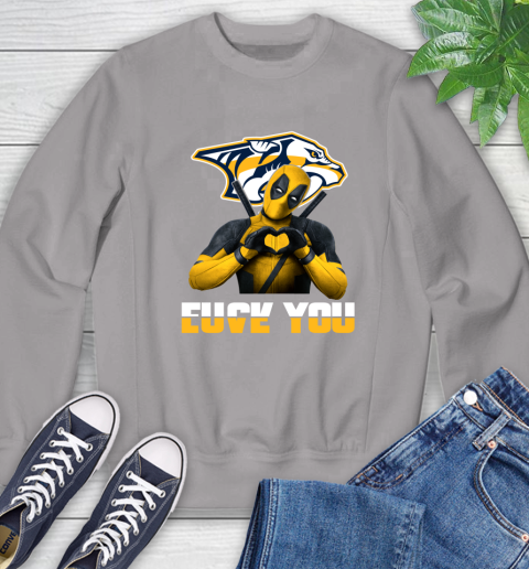 NHL Nashville Predators Deadpool Love You Fuck You Hockey Sports Sweatshirt 5