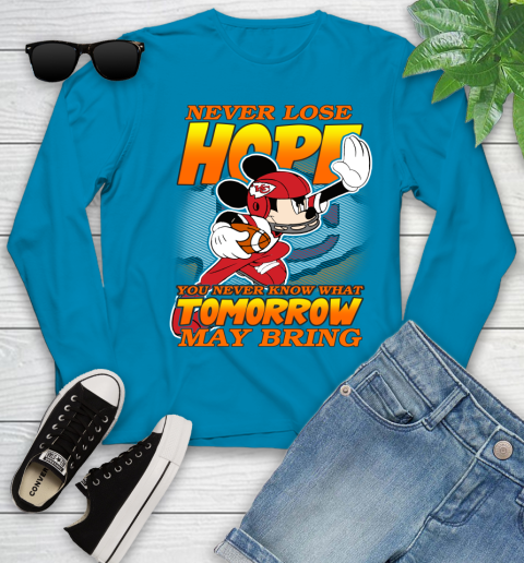 Kansas City Chiefs NFL Football Mickey Disney Never Lose Hope Youth Long Sleeve 8