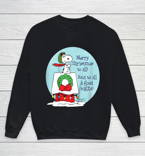 Peanuts Snoopy Merry Christmas and to all Good Night Youth Sweatshirt