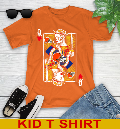 NFL Football Cleveland Browns The Queen Of Hearts Card Shirt Youth T-Shirt 9 NFL Football Cleveland Browns The Queen Of Hearts Card Shirt Youth T-Shirt - Image 9