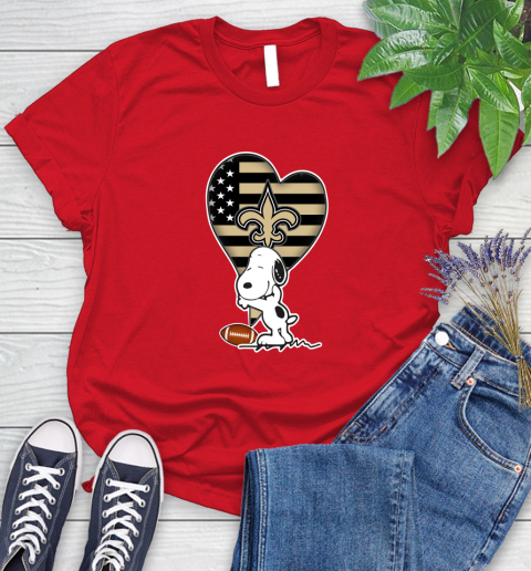 New Orleans Saints NFL Football The Peanuts Movie Adorable Snoopy Women's T-Shirt 9