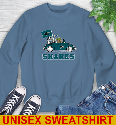 NHL Hockey San Jose Sharks Darth Vader Baby Yoda Driving Star Wars Shirt Sweatshirt 8