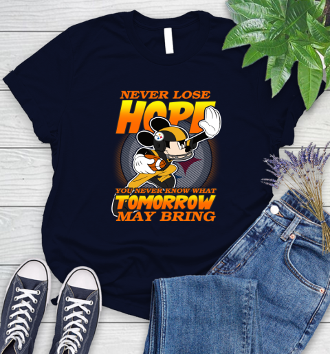 Pittsburgh Steelers NFL Football Mickey Disney Never Lose Hope Women's T-Shirt - Image 3