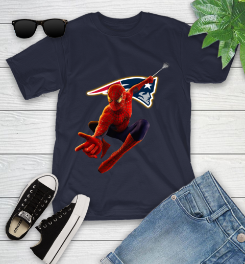 NFL Spider Man Avengers Endgame Football New England Patriots Youth T-Shirt 3