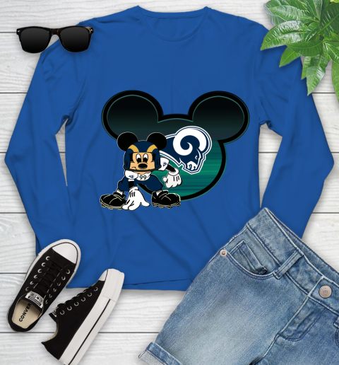 NFL Los Angeles Rams Mickey Mouse Disney Football T Shirt Youth Long Sleeve 9