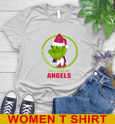 Los Angeles Angels MLB Christmas Grinch I Hate People But I Love My Favorite Baseball Team Women's T-Shirt
