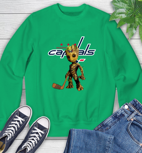 Washington Capitals NHL Hockey Groot Marvel Guardians Of The Galaxy Sweatshirt 6