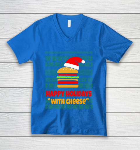 Happy Holidays With Cheese Christmas Ugly V-Neck T-Shirt 5