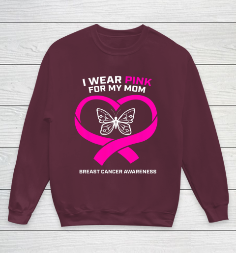 Men Women Kids Wear Pink For My Mom Breast Cancer Awareness Youth Sweatshirt 4
