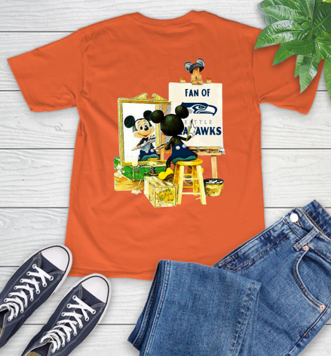 NFL Football Seattle Seahawks Mickey Drawing Shirt 4