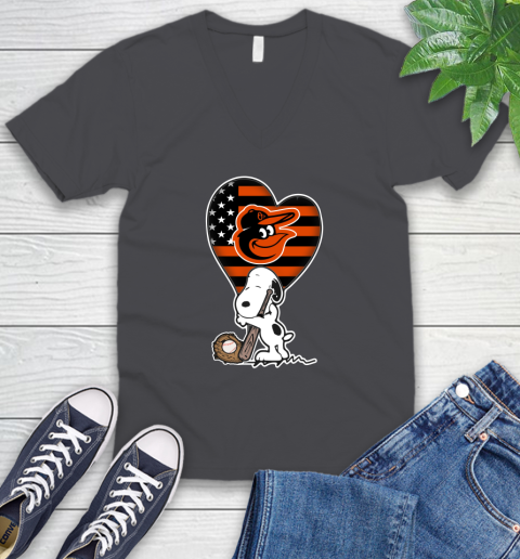 Baltimore Orioles MLB Baseball The Peanuts Movie Adorable Snoopy V-Neck T-Shirt 5