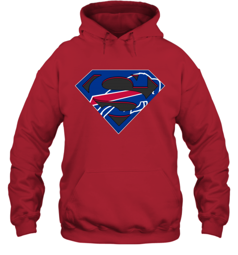 NFL Buffalo Bills Logo Superman mriy nfl buffalo bills logo superman hoodie 23 front red