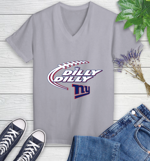 NFL New York Giants Dilly Dilly Football Sports Women's V-Neck T-Shirt 4