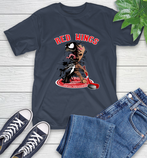 NHL Detroit Red Wings Hockey Venom Groot Guardians Of The Galaxy T-Shirt 4