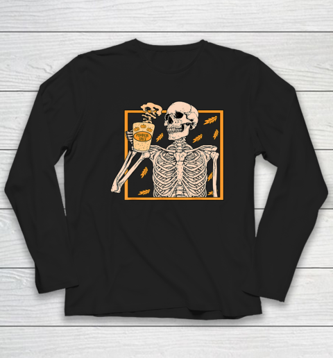 Halloween Skeleton Pumpkin Spice Latte Syrup Creamer Vintage Long Sleeve T-Shirt