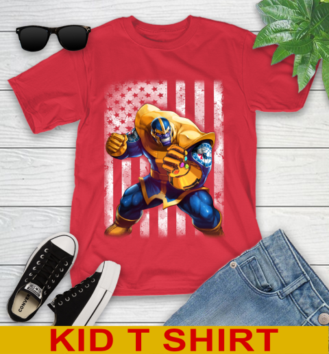 NBA Basketball Philadelphia 76ers Thanos Marvel American Flag Shirt Youth T-Shirt 11