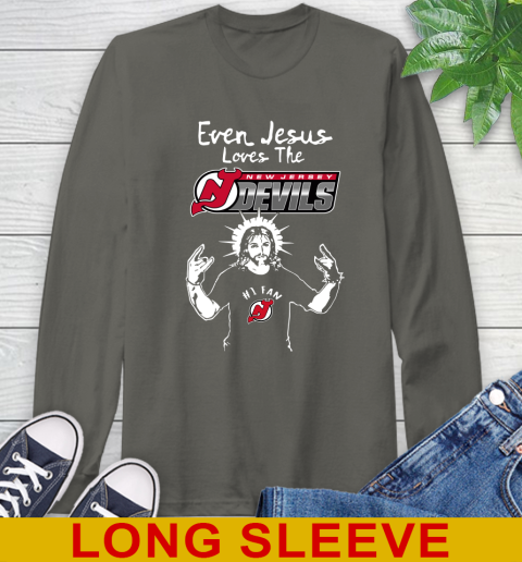 New Jersey Devils NHL Hockey Even Jesus Loves The Devils Shirt Long Sleeve T-Shirt 10