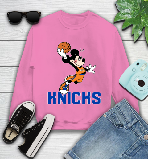 NBA Basketball New York Knicks Cheerful Mickey Mouse Shirt Youth Sweatshirt 6
