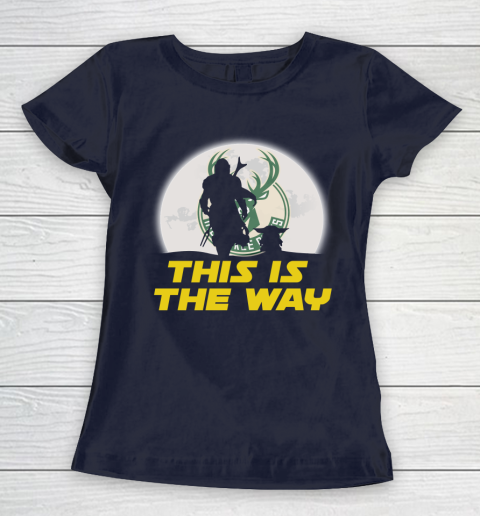 Milwaukee Bucks NBA Basketball Star Wars Yoda And Mandalorian This Is The Way Women's T-Shirt 2