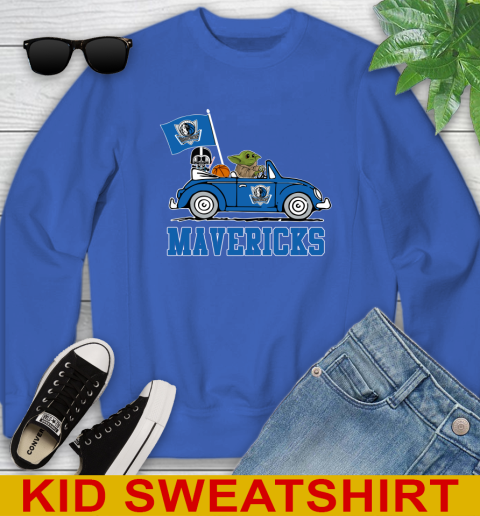 NBA Basketball Dallas Mavericks Darth Vader Baby Yoda Driving Star Wars Shirt Youth Sweatshirt 7