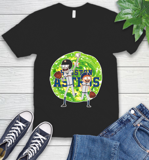 MLB Houston Astros Rick And Morty Baseball Sports V-Neck T-Shirt 2