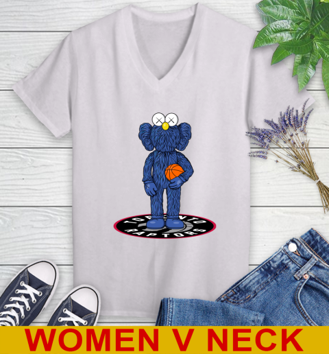 NBA Basketball Toronto Raptors Kaws Bff Blue Figure Shirt Women's V-Neck T-Shirt
