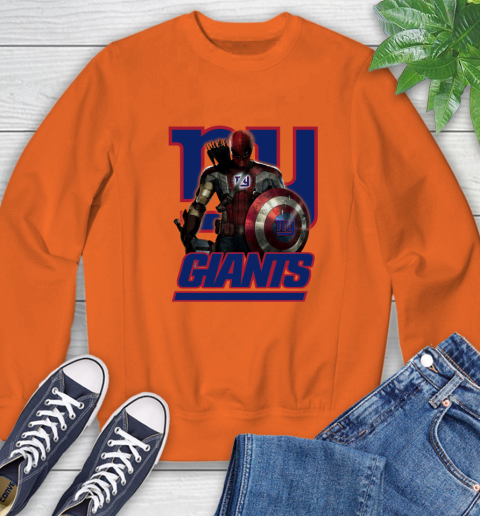 NFL Captain America Thor Spider Man Hawkeye Avengers Endgame Football New York Giants Sweatshirt 4