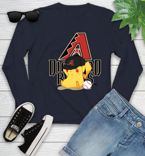 MLB Pikachu Baseball Sports Arizona Diamondbacks Youth Long Sleeve 3