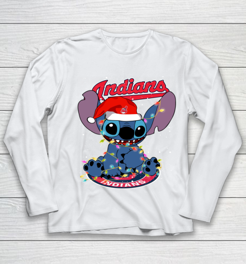 Cleveland Indians MLB noel stitch Baseball Christmas Youth Long Sleeve