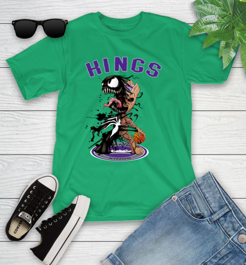 NBA Sacramento Kings Basketball Venom Groot Guardians Of The Galaxy Youth T-Shirt 6