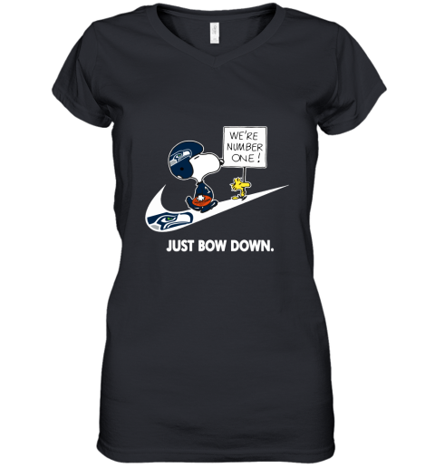Seattle Seahawks Are Number One – Just Bow Down Snoopy Women's V-Neck T-Shirt