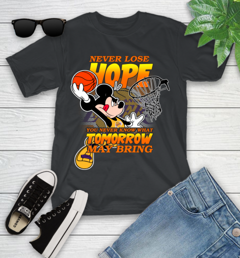 Los Angeles Lakers NBA Basketball Mickey Disney Never Lose Hope Youth T-Shirt