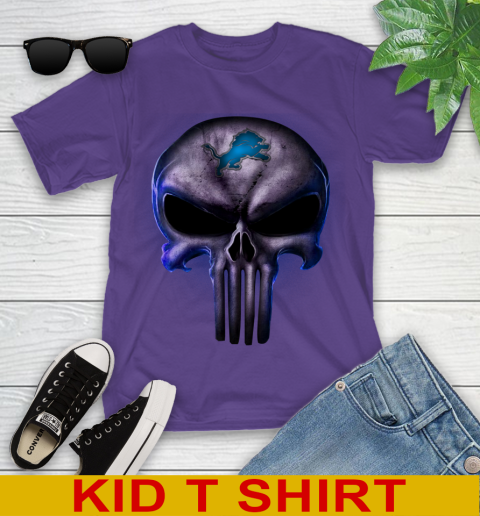Detroit Lions NFL Football Punisher Skull Sports Youth T-Shirt 3