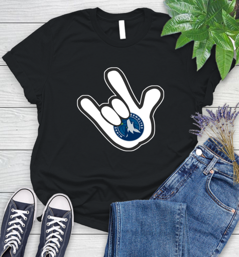 Minnesota Timberwolves NBA Basketball Mickey Rock Hand Disney Women's T-Shirt 2