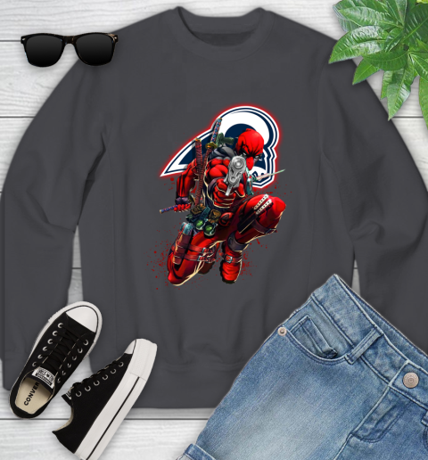 NFL Deadpool Marvel Comics Sports Football Los Angeles Rams Youth Sweatshirt 6